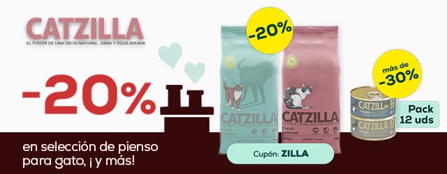 Catzilla: -20% en selección de pienso 6Kg, -33% en selección de packs de húmedo 12 uds