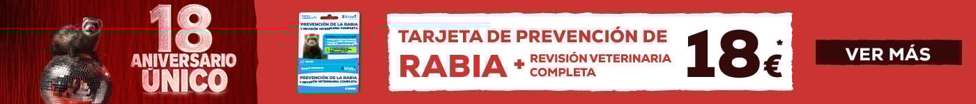 Tarjeta prevención de rabia más revisión veterinaria completa 18€