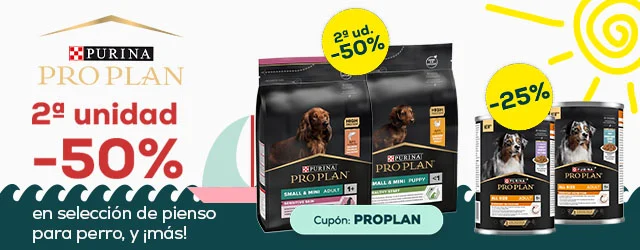 Pro Plan: -50% en la 2ª unidad en selección de pienso para perro, y -25% en selección de packs de húmedo para perro