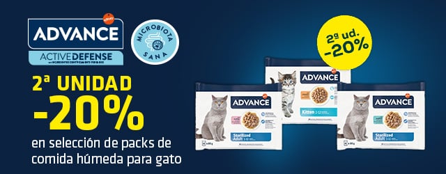 Advance: -20% en la 2ª unidad en selecciión de packs de húmedo para gato