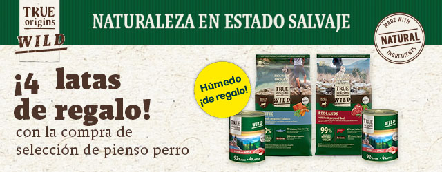 True Origins Wild: 4 latas de húmedo de regalo con selección de pienso para perro 3 kg