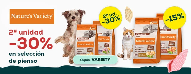 Nature's Variety: -30% en la 2ª unidad en selección de pienso, -15% en selección de pienso para gato 7 kg