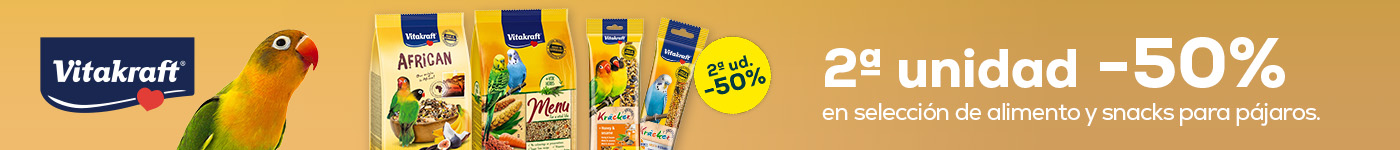 Vitakraft: -50% en la 2ª unidad 3n selección de alimento para pájaros, y -50% en la 2ª unidad en selección de snacks Kracker para pájaros  2 x 30 o 54 g