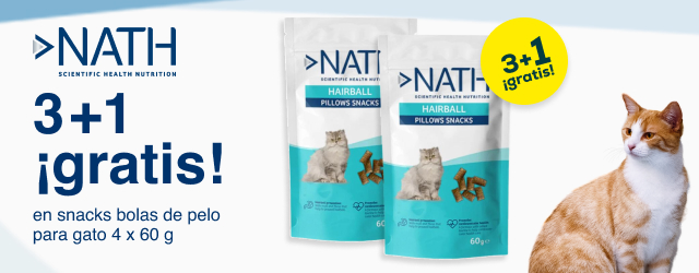 Nath:  3 + 1 gratis en packs de snacks Hairball para gato