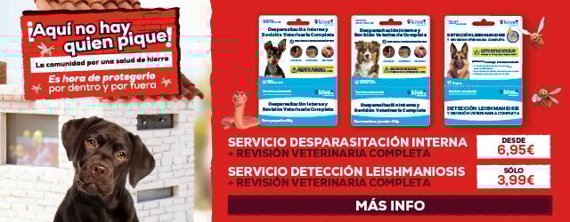 Servicio desparasitación interna más revisión veterinaria completa o Servicio detección Leishmaniosis más revisión veterinaria completa para perro