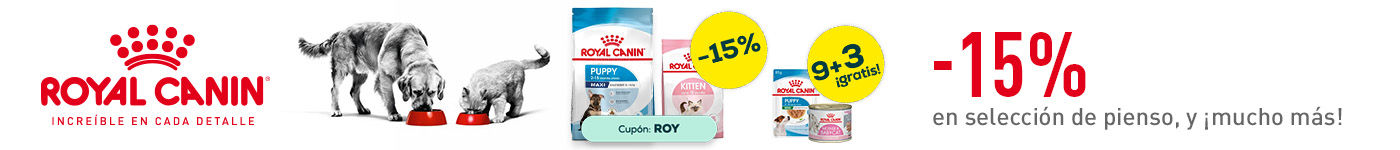Royal Canin: -15% en selección de pienso y 9 + 3 gratis en selección de packs de comida húmeda 
