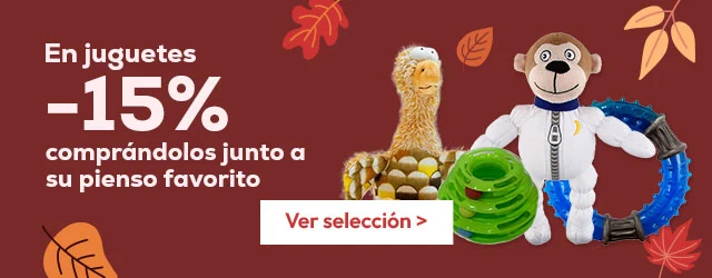 -15% en selección de juguetes para perro y gato comprando junto con su pienso favorito