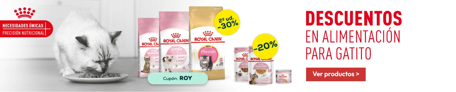Royal Canin: 30% descuento en la 2&ordf; unidad de selecci&oacute;n de pienso para gato, y -20% en selecci&oacute;n de packs de h&uacute;medo para gato