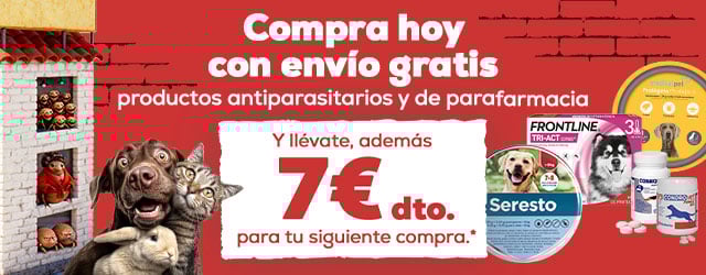 7€ de regalo para tu próxima compra y envío gratis comprando antiparasitarios y parafarmacia