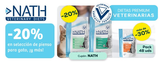 Nath Veterinary Diets: -20% en selección de pienso para gato 4kg, y más de -30% en selección de packs de húmedo para gato