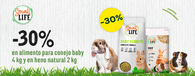 Small Life -30% en alimento para conejo baby y heno 2 kg