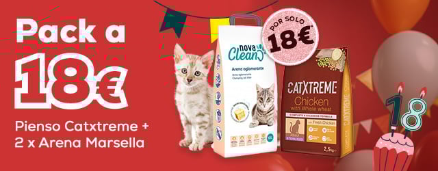 Pack especial a 18€ pienso + arena aglomerante marsella