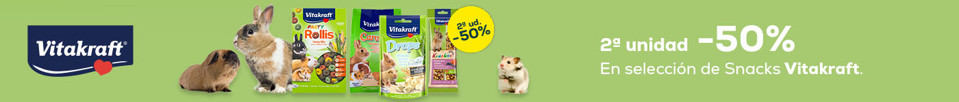 Vitakraft: -50% en la 2ª unidad en selección de snacks para conejos y roedores