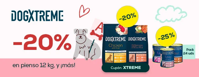 Dogxtreme: -20 en pienso 12 kg, y -25% en selección de packs de húmedo 24 x 400 g