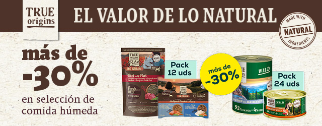 True Origins: más de -30% en selección de comida húmeda para perro y gato