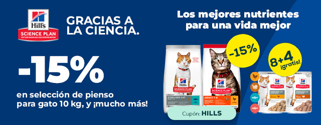Hill's Science Plan: -15% en selección de pienso para gato y 8 + 4 gratis en packs de comida húmeda