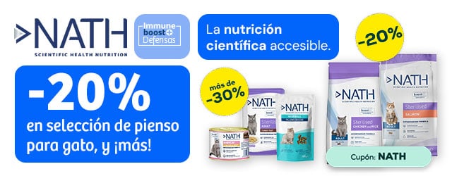 Nath: -20% en selección de pienso para gato, y más de -30% en selección de packs de húmedo y snacks para gato
