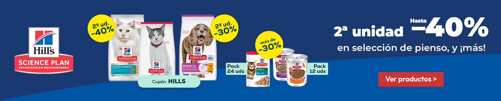 Hill's:  Hasta -40% en selecci&oacute;n de pienso, y m&aacute;s de 30% en selecci&oacute;n de packs de h&uacute;medo