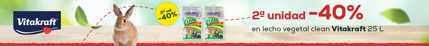 Vitakraft:  -40% en la 2ª unidad en lecho Vitakraft vegetal clean papel  25L
