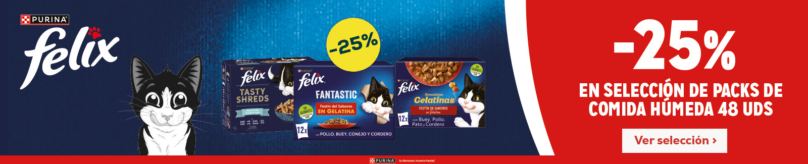 Felix: -25% en selección de packs de húmedo 48uds.