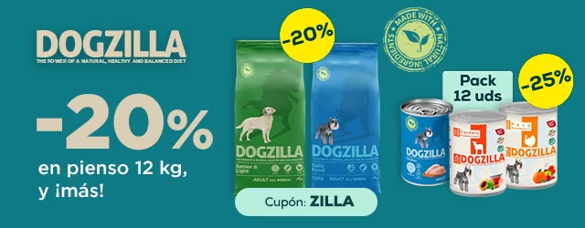 Dogzilla: -20% en pienso 12 kg y -25% en selección de packs de húmedo 12 x 400g