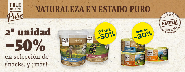 True Origins Pure: -50% en la 2ª unidad en selección de snacks para perro, y más