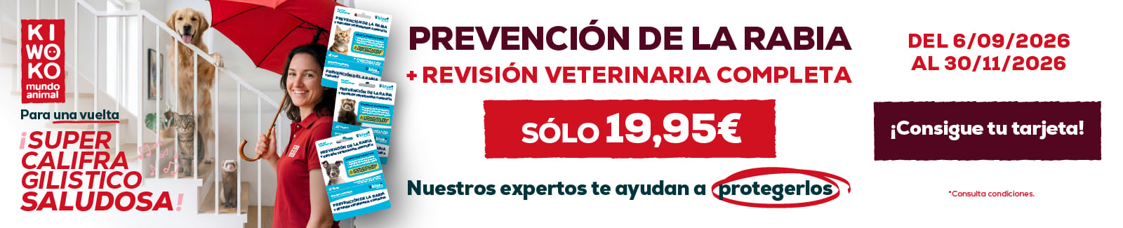 Prevenci&oacute;n de la rabia + revisi&oacute;n veterinaria completa