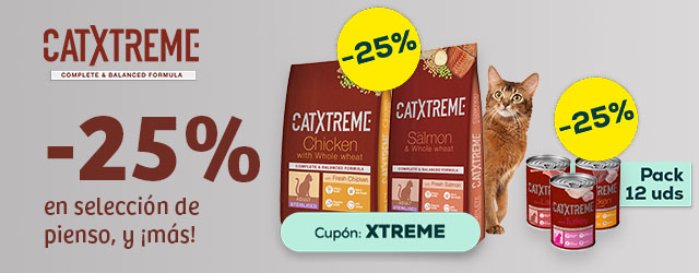 Catxtreme: -25% en selección de pienso, y -25% en selección de packs de húmedo 12 x 395g