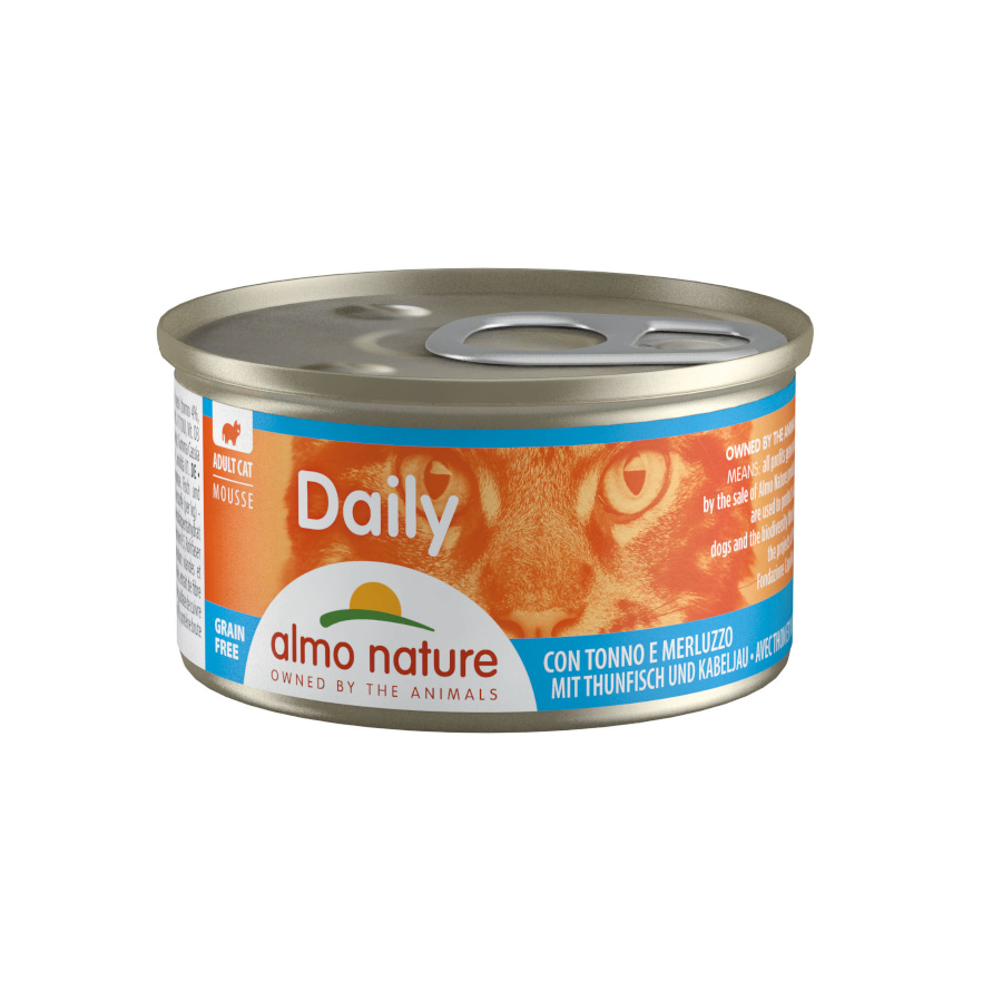 Almo Nature Daily Mousse de Atún y Bacalao lata para gatos - Pack 24, , large image number null