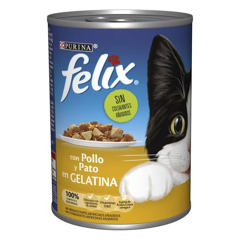 Felix – Comida húmeda para gatos adultos Felix pollo y pato en gelatina 400 g.
