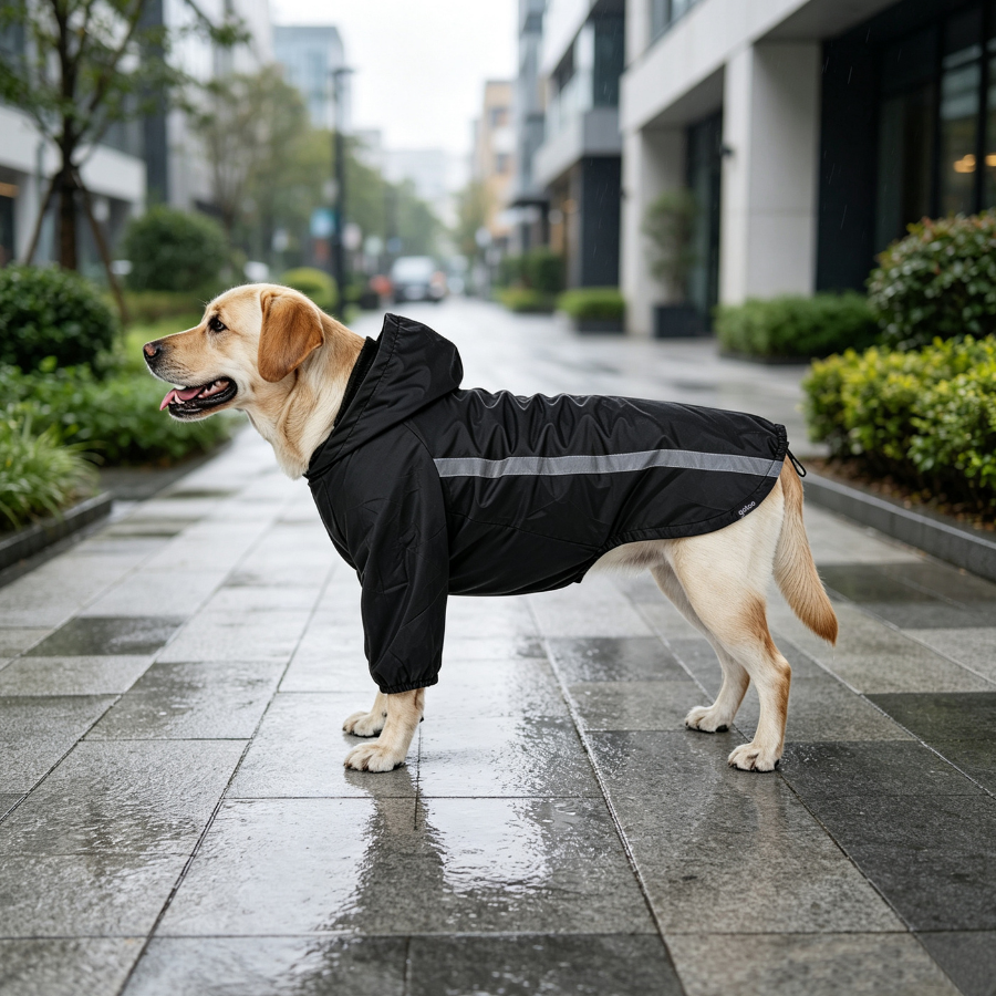 Gotoo Abrigo Impermeable Reflectante Negro para perros