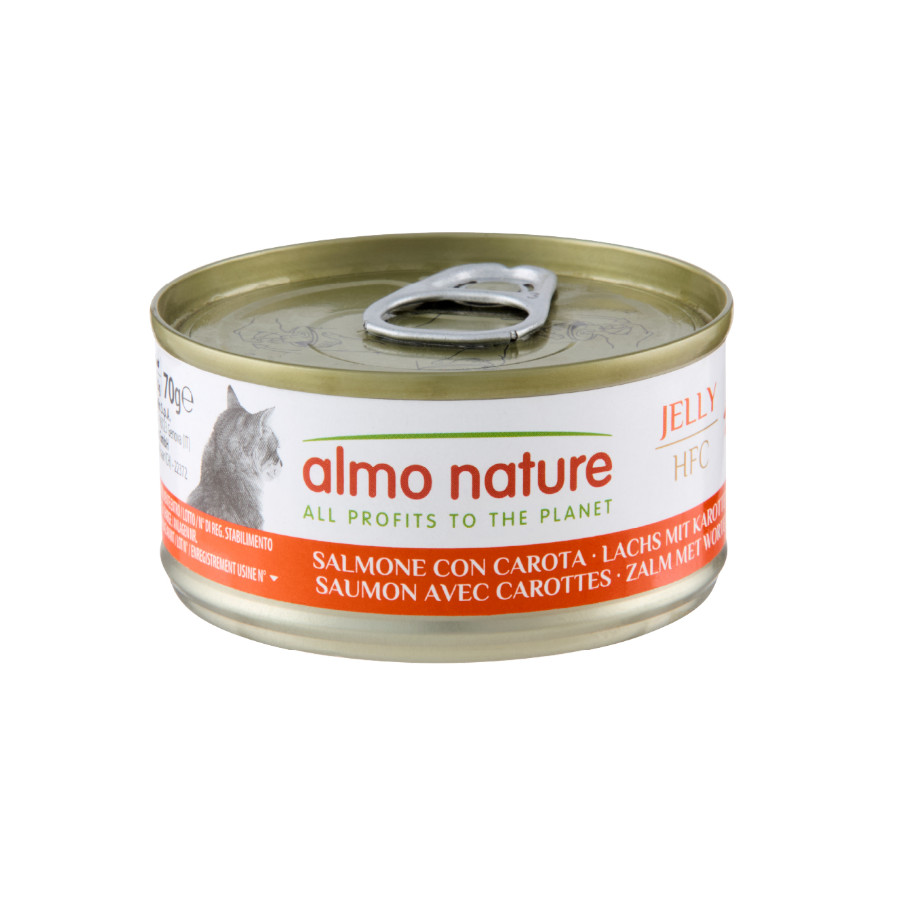 Imagen de Almo Nature HFC Salmón con Zanahorias en gelatina lata para gatos