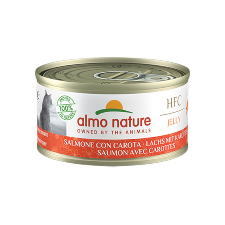 Almo Nature HFC Salmón con Zanahorias en gelatina lata para gatos – Pack 24, , large image number null