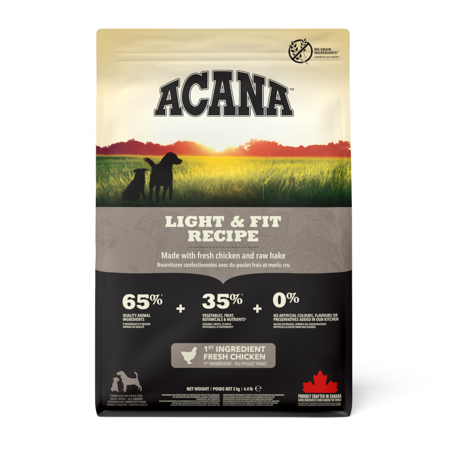 Acana – Pienso para perros adultos Light & fit Grain Free pollo Acana. 2 Kg