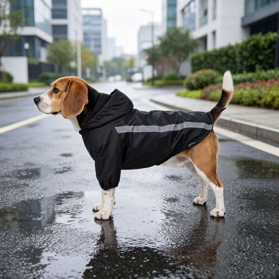 Gotoo Abrigo Impermeable Reflectante Negro para perros