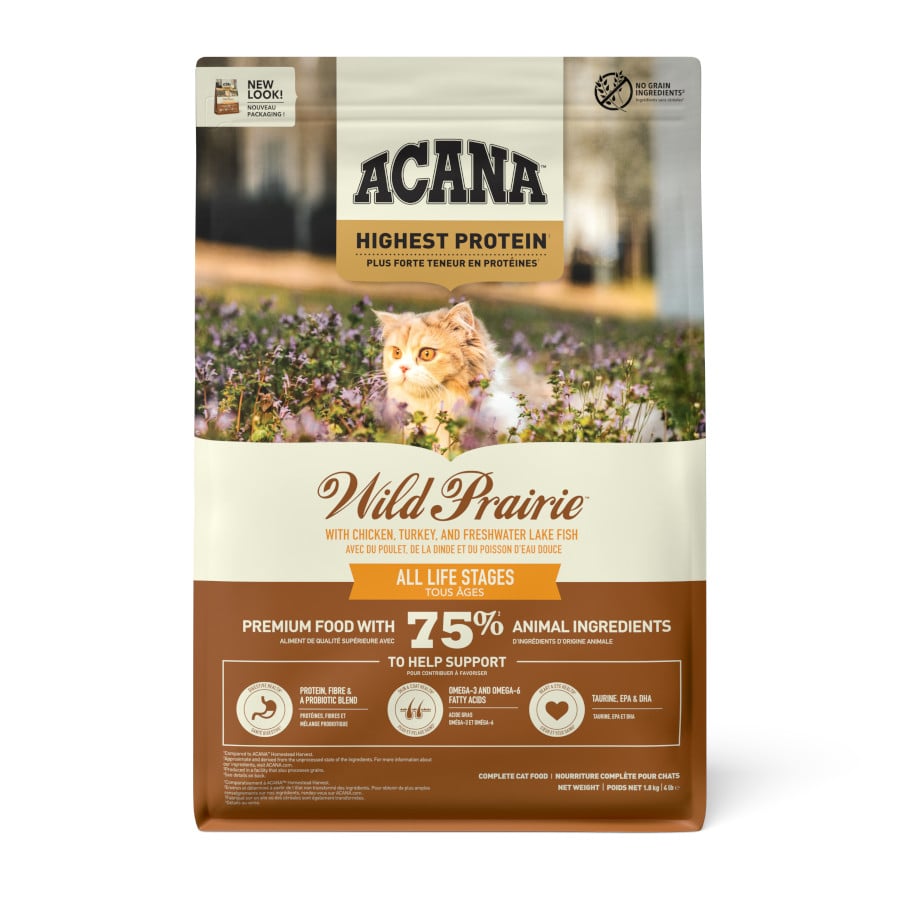Acana – Pienso para gatos Wild Prairie sabor pollo, pavo y pescado Acana 1,8 kg.