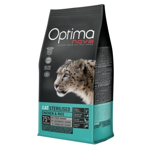 Optima Nova – Pienso para gatos adultos esterilizados Optima Nova Sterilised pollo y arroz.