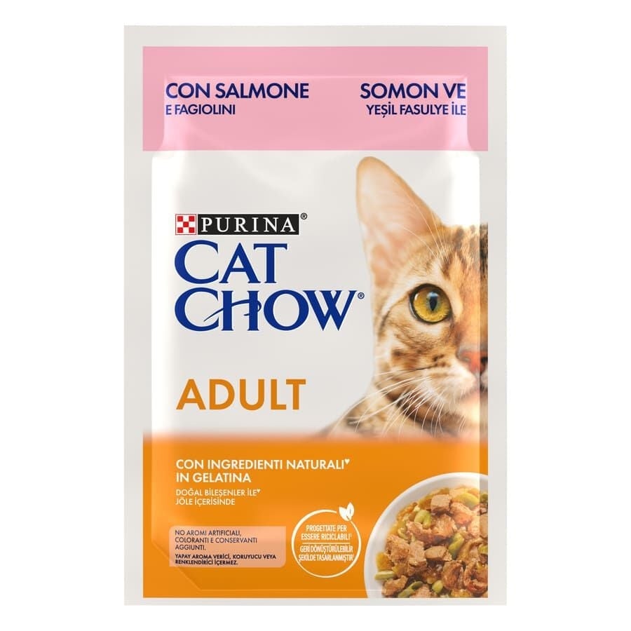 Purina Cat Chow – Comida húmeda para gatos adultos Purina Cat Chow salmón en gelatina 85 g.
