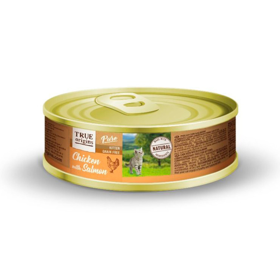 True Origins Pure Kitten Paté Pollo con Salmón lata para gatitos ¡Pack ahorro!