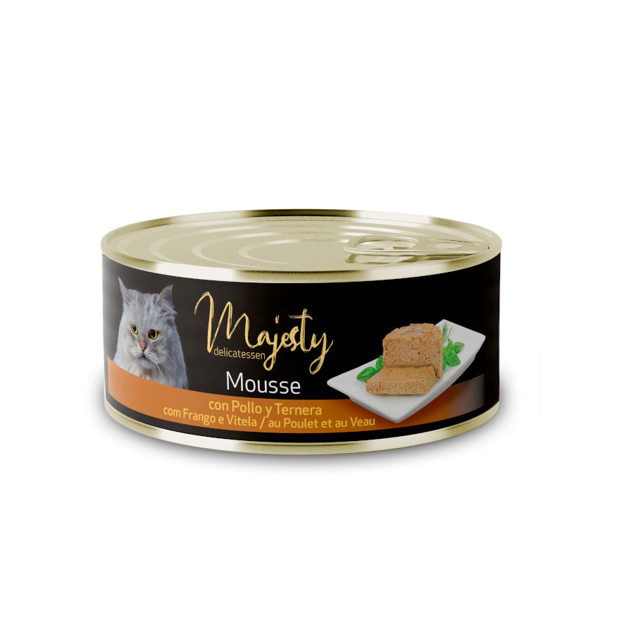 Imagen de Majesty Adult Mousse de Pollo y Ternera lata para gatos