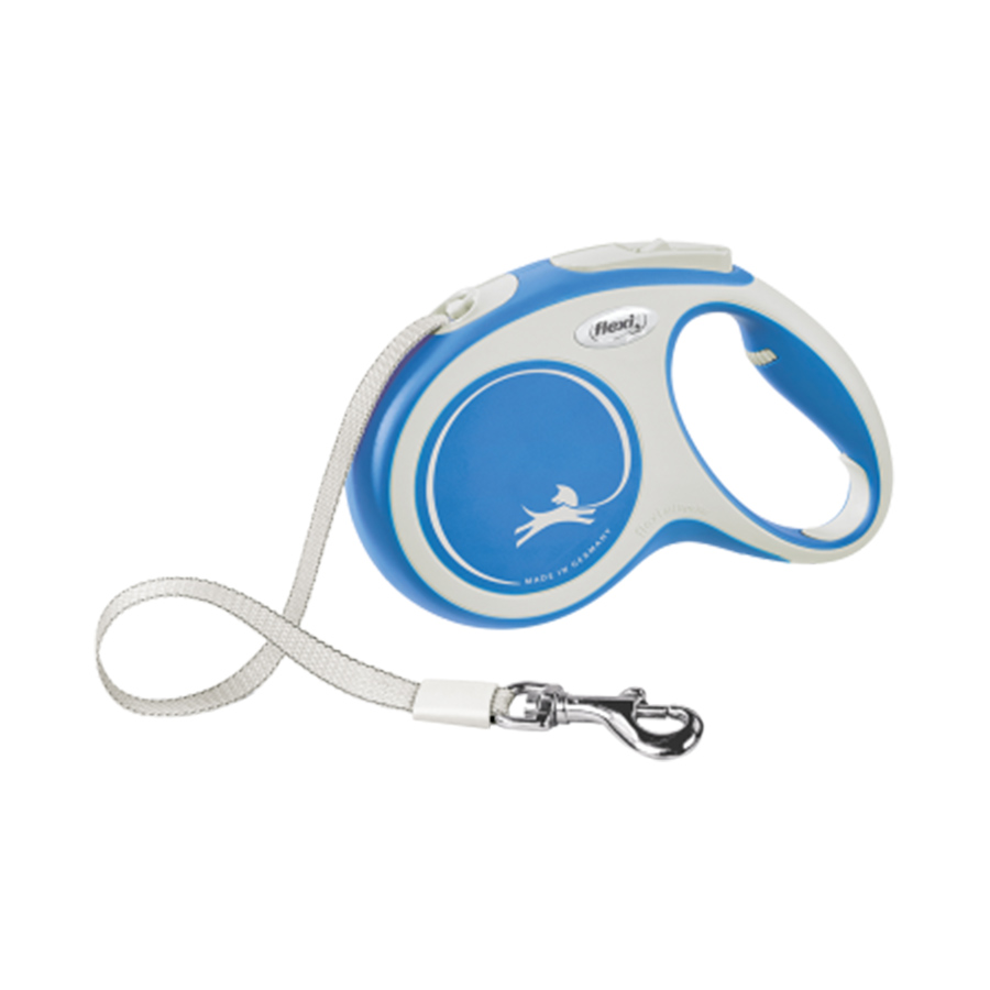 Flexi – Correa Flexi para perros New Confort Cinta. Azul / Blanco