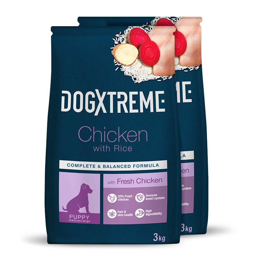 Dogxtreme Puppy pollo y arroz - 2x3 kg Pack Ahorro | Kiwoko