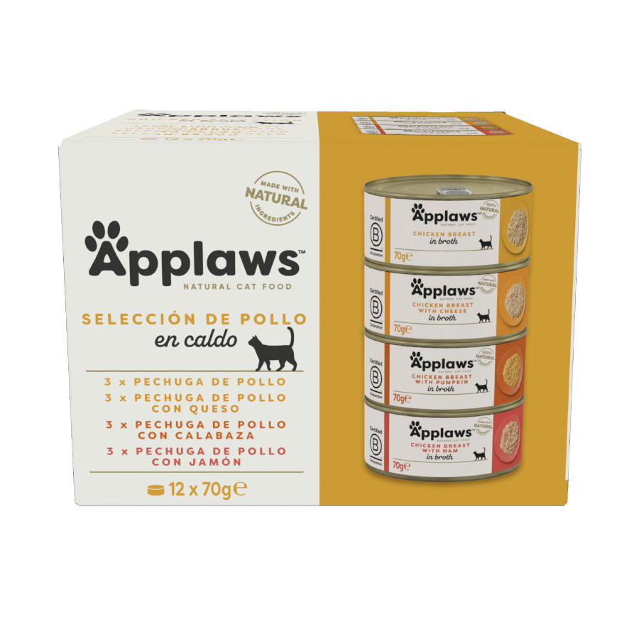 Imagen de Applaws Pack 12 uds Comida Húmeda Lata para Gatos Pollo