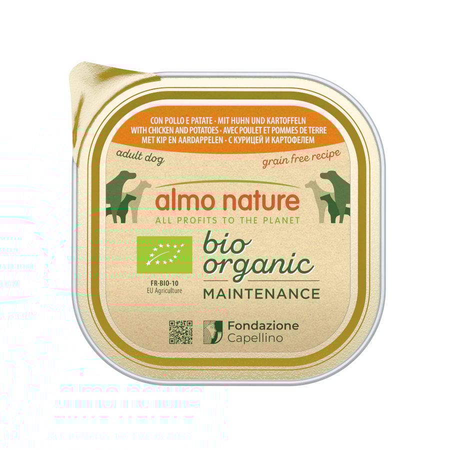 0.3 KG 300 g Almo Nature Bio Organic Maintenance Grain Free Pollo con Patatas tarrina para perros