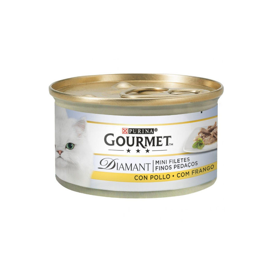 Gourmet Diamant – Comida húmeda para gatos adultos Gourmet Diamant Finas lonchas pollo 85 g.
