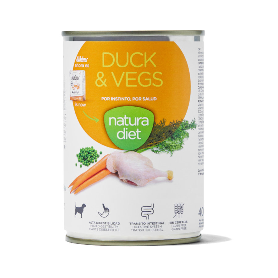 Natura Diet – Comida húmeda para perros adultos Natura Diet pato y verduras 400 g.