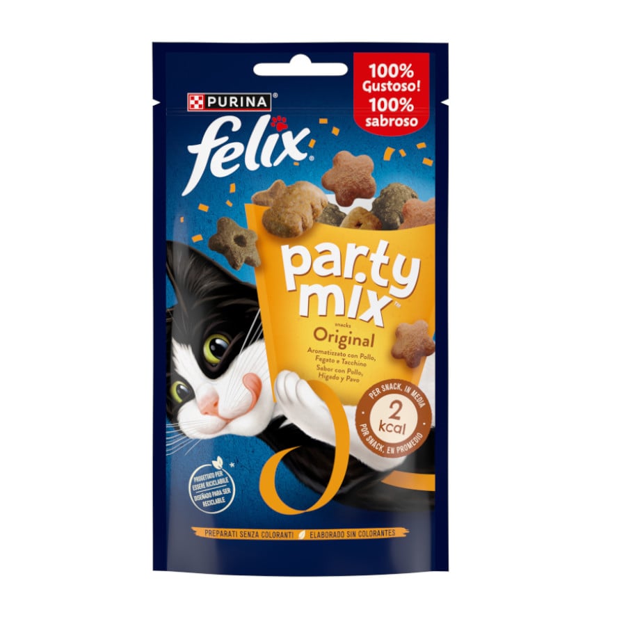Felix – Snack para gatos adultos Felix Party Mix Original.