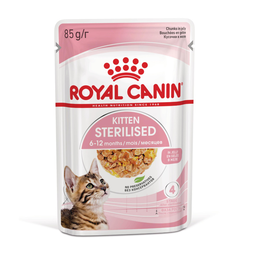 Royal Canin – Comida húmeda para gatitos esterilizados Royal Canin en gelatina 85 g.