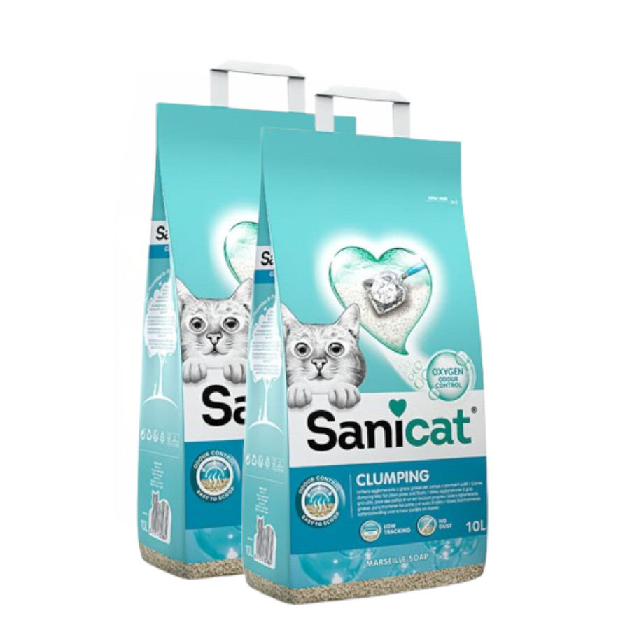2 x 10 L Sanicat Marsella Arena Aglomerante para gatos ¡Pack ahorro!
