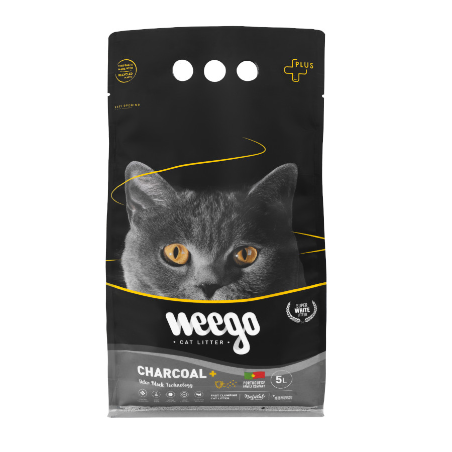 5 L Weego Active Charcoal Plus Arena aglomerante para gatos